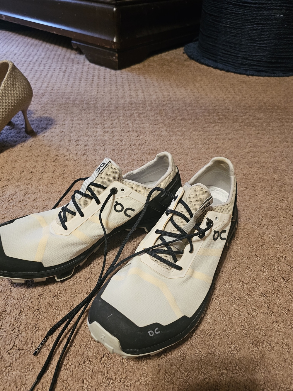 On Running Cloud Women's Athletic Shoes in Cream and Black